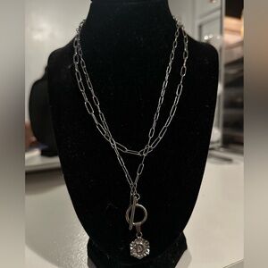 Silver layering necklaces - “D” charm